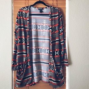 Rogue Collection Plus Size Tribal Print Cardigan